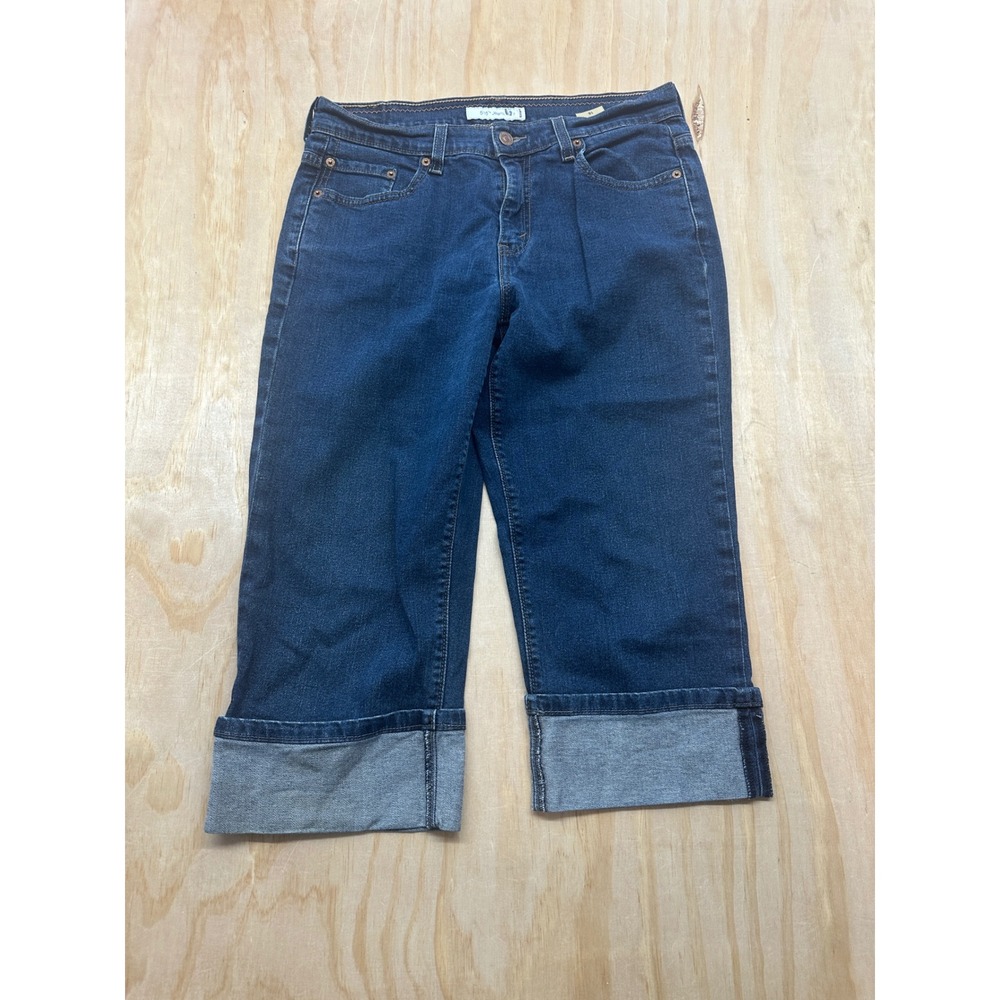 Levis 515 Jeans Womens 10 Dark Wash Denim Cropped Capri Cuffed Mid Rise Pants